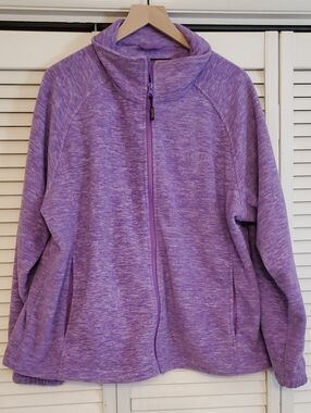 Trail Crest Men's Violet Purple Heathered Zip-up Fleece Mock Neck Jacket, 3XL